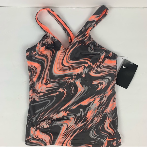 🔥NIKE🔥Swim Crimson Pulse Marble Racerback Swimsuit Tankini Top Small NWT - Picture 3 of 6